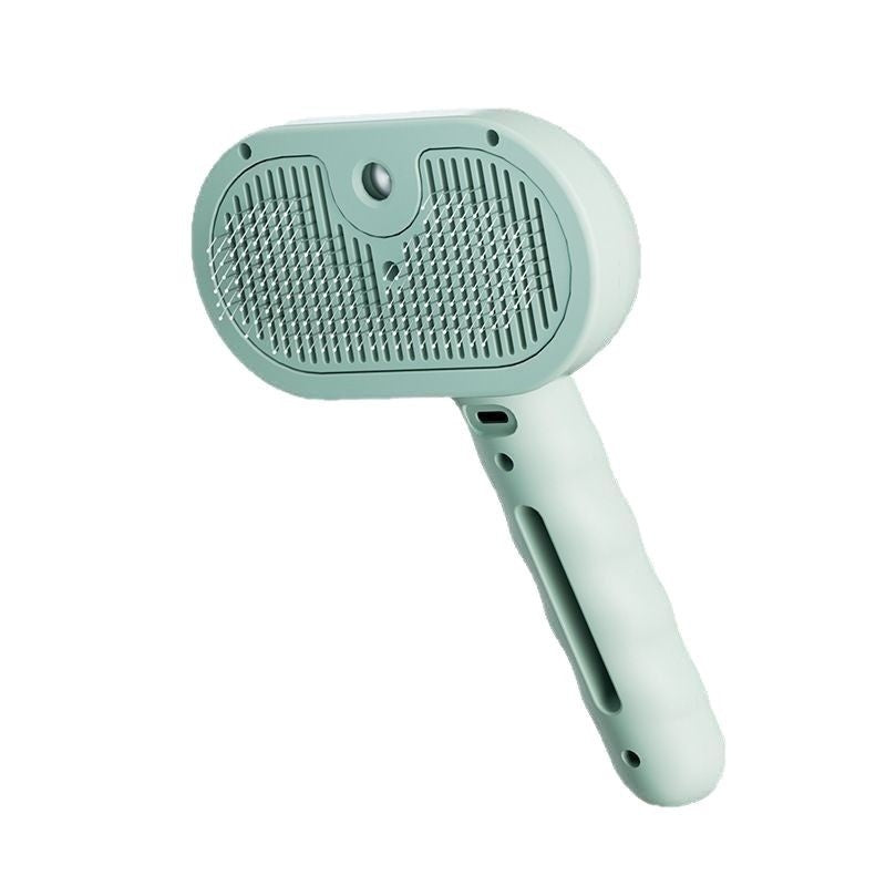 Pet hair remover brush with spray mist function in green