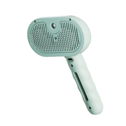 Pet hair remover brush with spray mist function in green