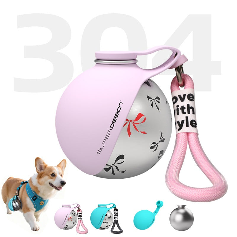 Leakproof dog travel water bottle with waste bag dispenser - pink
